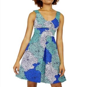 ANTHROPOLOGIE Tracy Reese  Blooming Chrysanths Dress Blue Motif Size 2p
